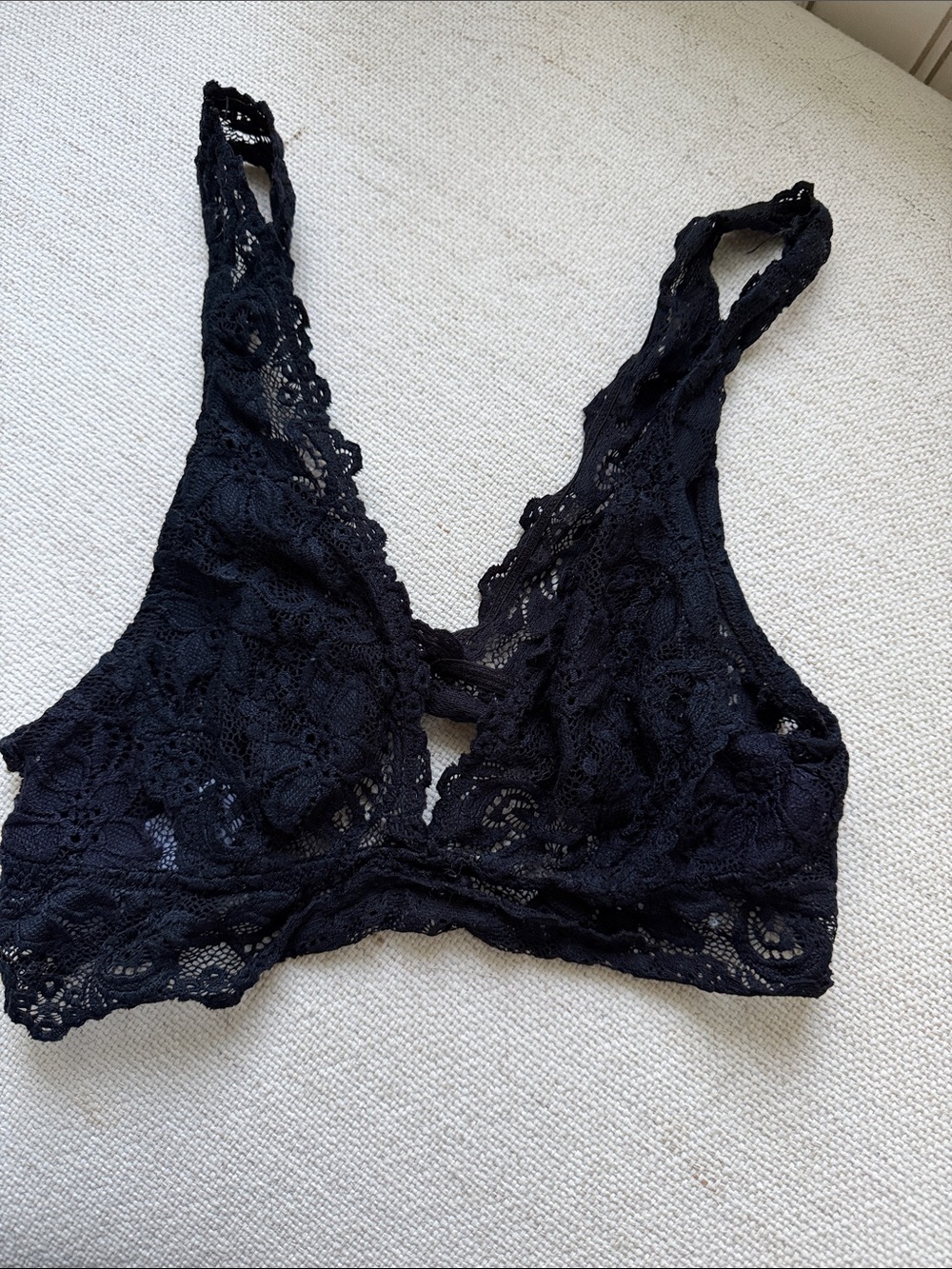 Forever 21 Black Lace Bralette with Scalloped Edges